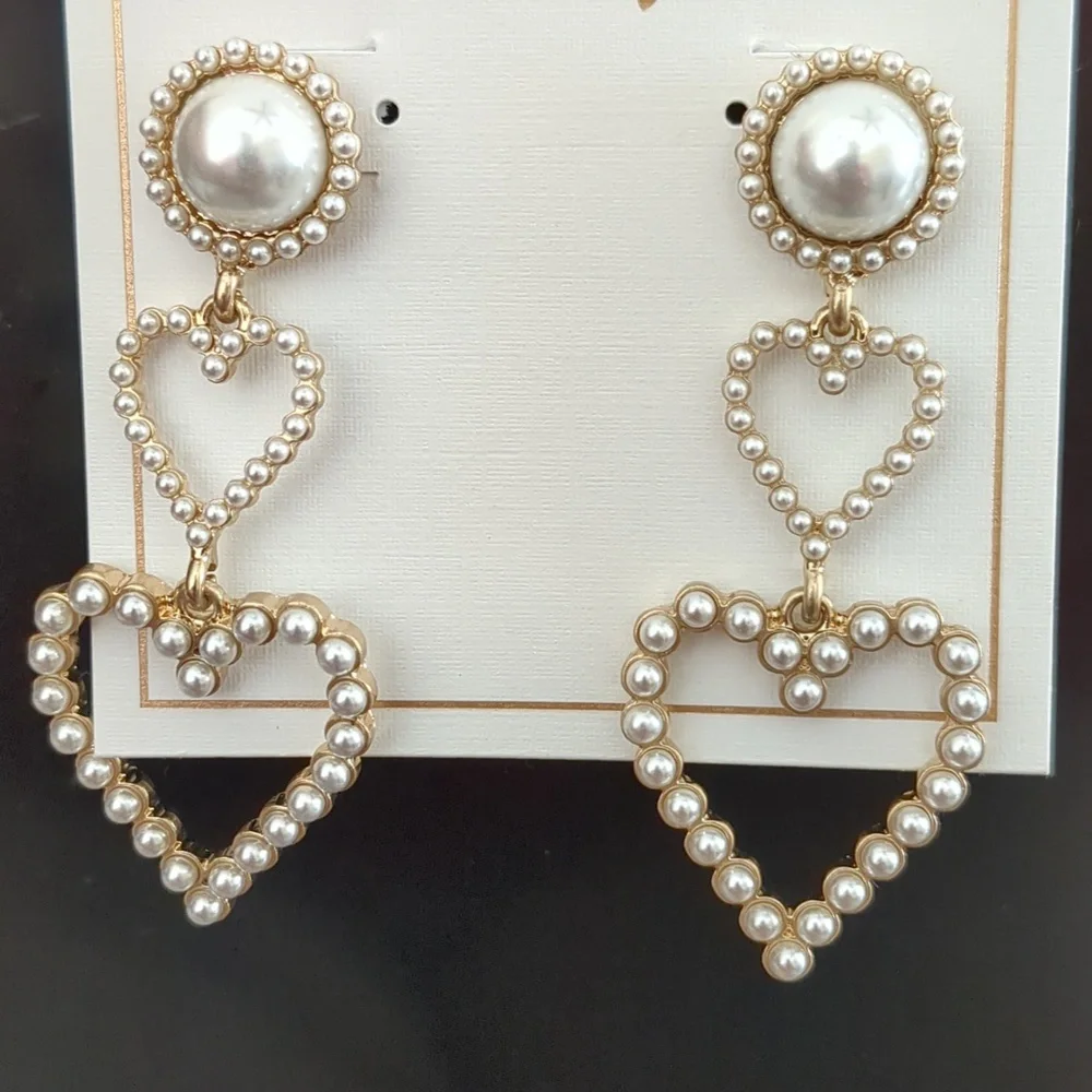 Pearl Heart Drop Earrings